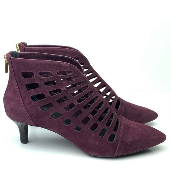 Rockport booties size 8.5 39 plum purple suede cut out cap pointy toe boots - Picture 12 of 12